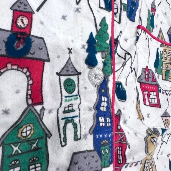 NWT Snow Skiing Village Flannel Pajama Set ❄️ Lounge Pants w/ Pockets & LS Shirt - Picture 9 of 16